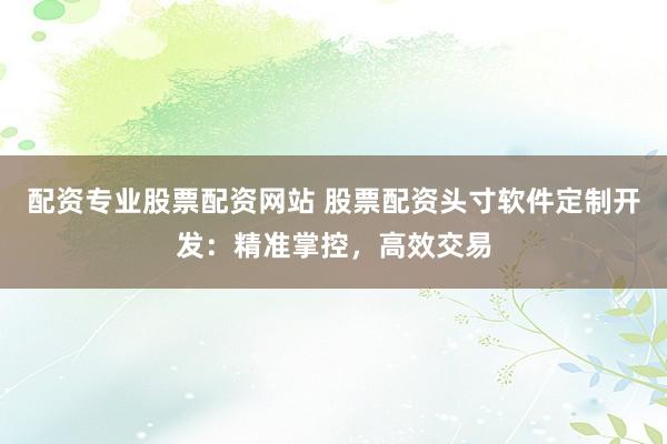 配资专业股票配资网站 股票配资头寸软件定制开发：精准掌控，高效交易