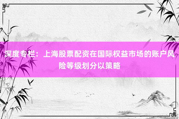 深度专栏：上海股票配资在国际权益市场的账户风险等级划分以策略