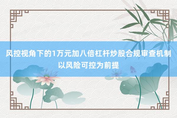 风控视角下的1万元加八倍杠杆炒股合规审查机制以风险可控为前提