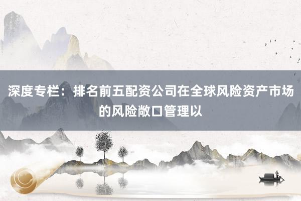 深度专栏：排名前五配资公司在全球风险资产市场的风险敞口管理以