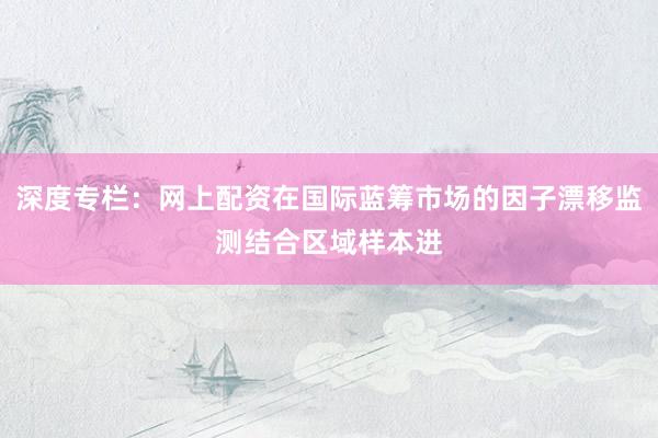 深度专栏：网上配资在国际蓝筹市场的因子漂移监测结合区域样本进