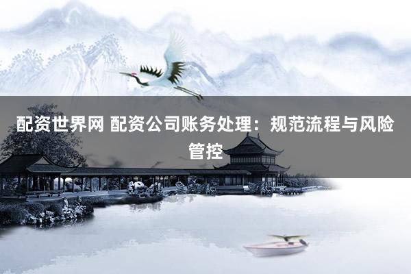 配资世界网 配资公司账务处理：规范流程与风险管控