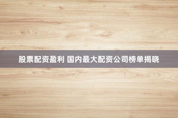 股票配资盈利 国内最大配资公司榜单揭晓